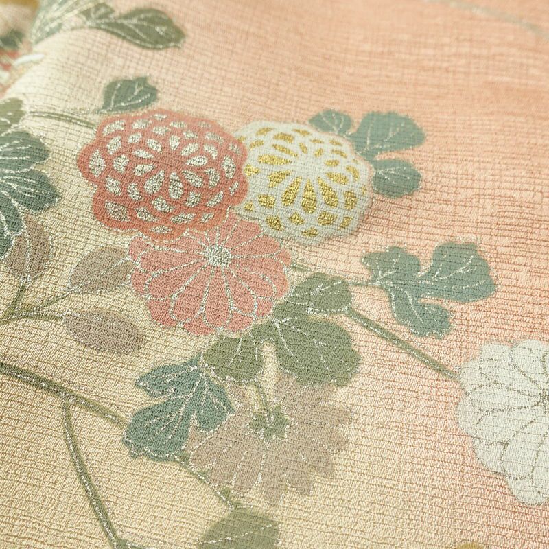 訪問着 良品 しつけ糸付き 正絹 古典柄 袷仕立て 身丈162.5cm 裄丈66cm 箔 フォーマル 着物 ピンク_画像9