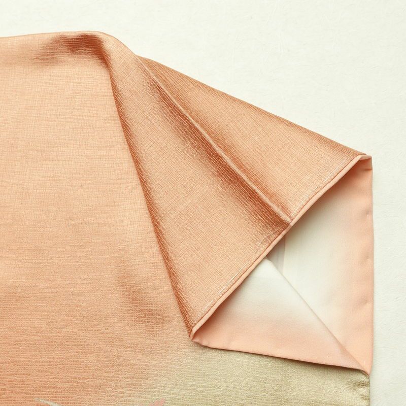 訪問着 良品 しつけ糸付き 正絹 古典柄 袷仕立て 身丈162.5cm 裄丈66cm 箔 フォーマル 着物 ピンク_画像14