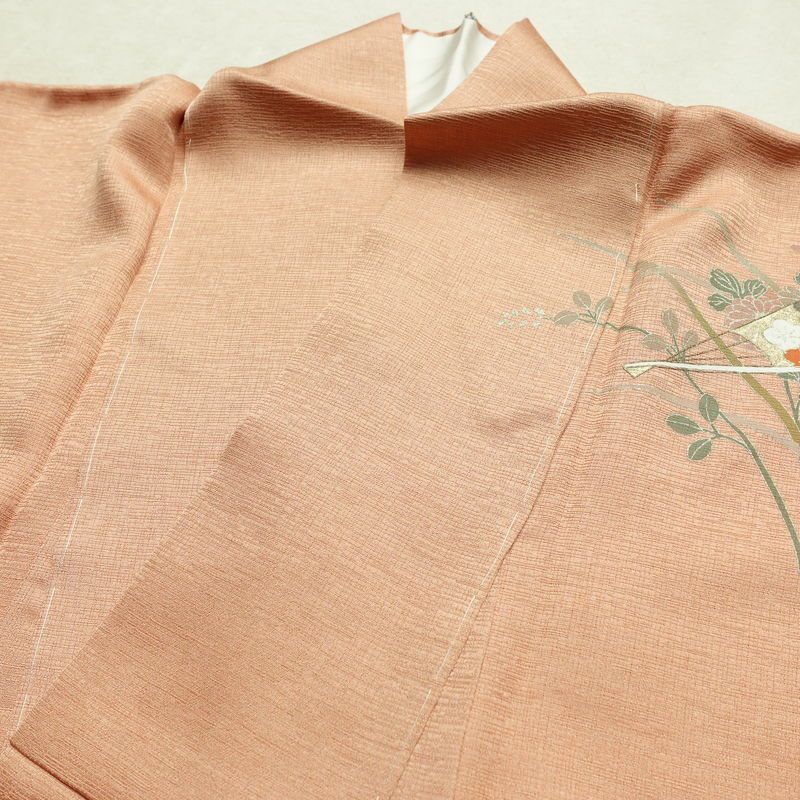 訪問着 良品 しつけ糸付き 正絹 古典柄 袷仕立て 身丈162.5cm 裄丈66cm 箔 フォーマル 着物 ピンク_画像16