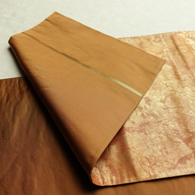 袋帯 太鼓柄 フォーマル用 正絹 花柄 箔 金糸 帯 茶_画像9