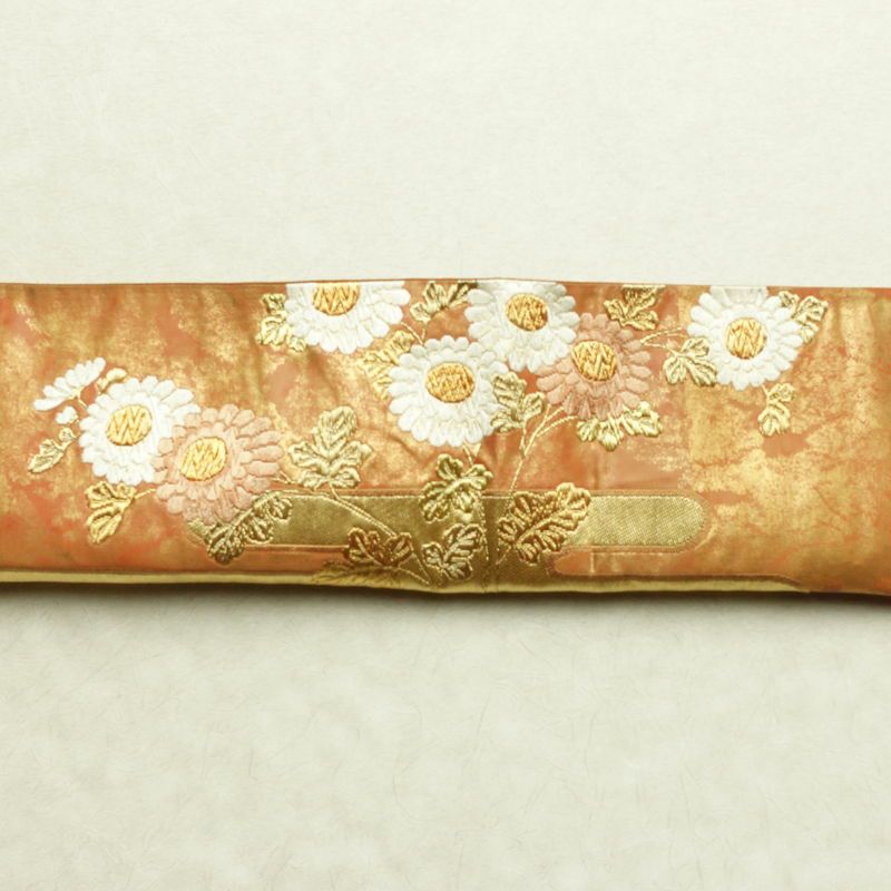 袋帯 太鼓柄 フォーマル用 正絹 花柄 箔 金糸 帯 茶_画像15