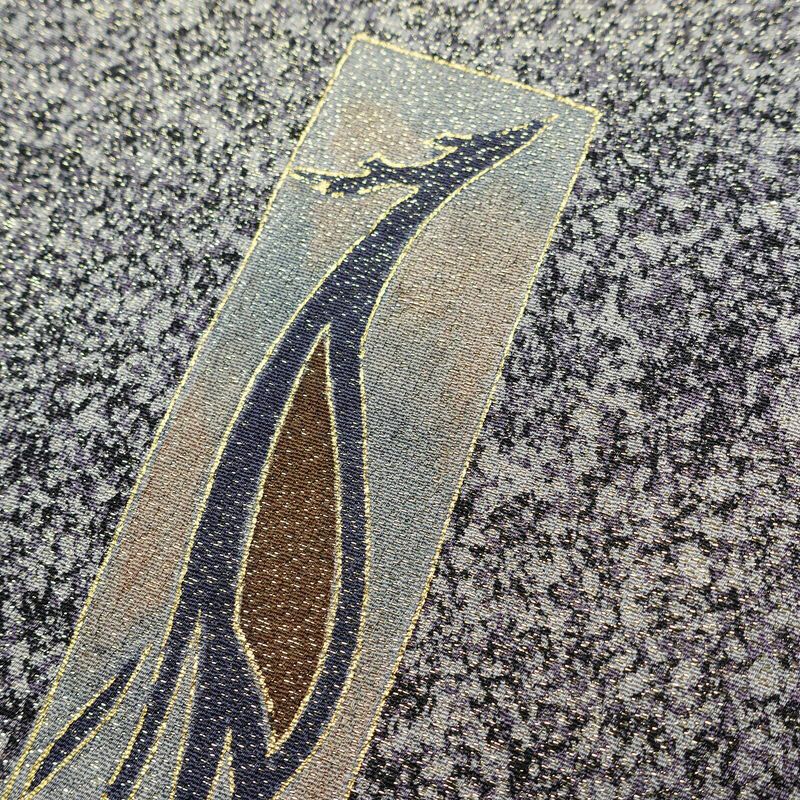 付け下げ 良品 正絹 人物・動物柄 袷仕立て 身丈155.5cm 裄丈63cm 箔 共八掛 金彩 金通し フォーマル 着物 紫・藤色_画像9