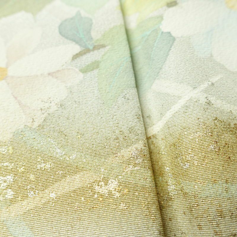 訪問着 良品 縮緬 正絹 花柄 袷仕立て 身丈161.5cm 裄丈63cm 箔 フォーマル 着物 クリーム_画像8