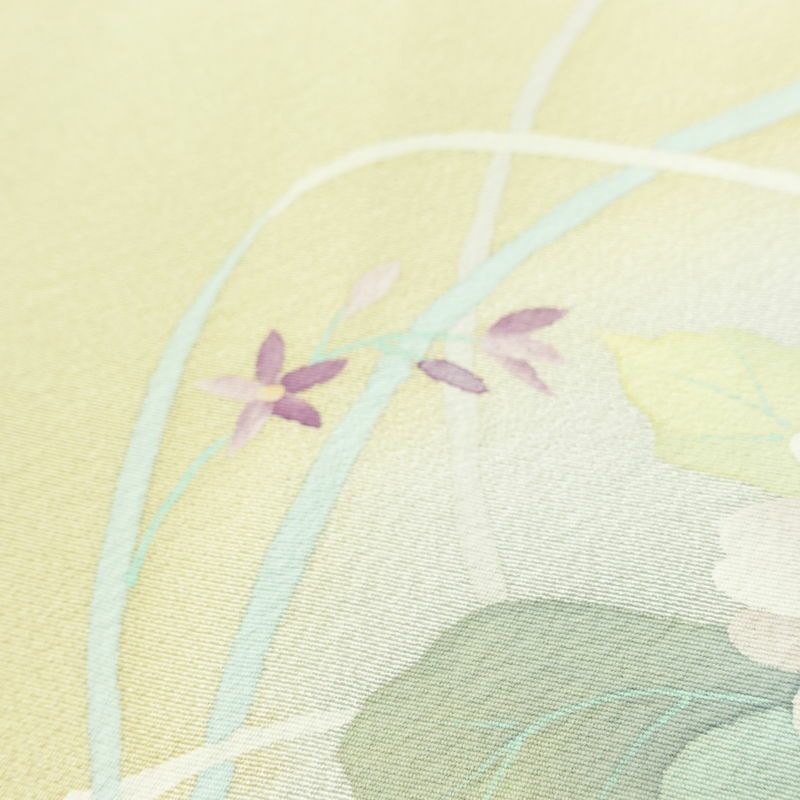 訪問着 良品 縮緬 正絹 花柄 袷仕立て 身丈161.5cm 裄丈63cm 箔 フォーマル 着物 クリーム_画像9