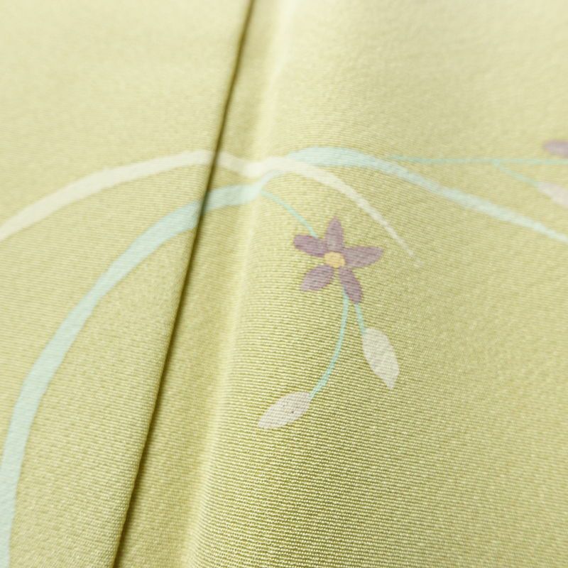 訪問着 良品 縮緬 正絹 花柄 袷仕立て 身丈161.5cm 裄丈63cm 箔 フォーマル 着物 クリーム_画像10