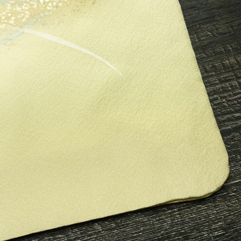 訪問着 良品 縮緬 正絹 花柄 袷仕立て 身丈161.5cm 裄丈63cm 箔 フォーマル 着物 クリーム_画像16