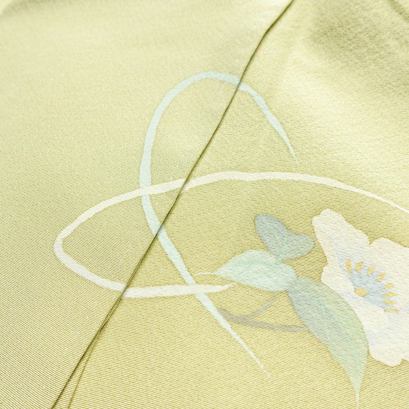 訪問着 良品 縮緬 正絹 花柄 袷仕立て 身丈161.5cm 裄丈63cm 箔 フォーマル 着物 クリーム_画像18