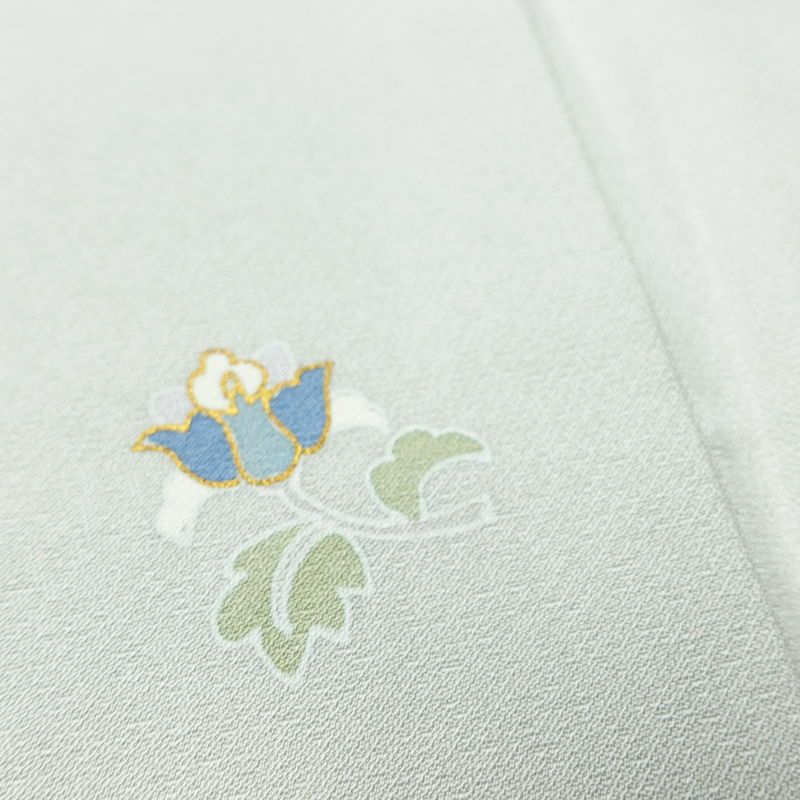 付け下げ しつけ糸付き 正絹 花柄 袷仕立て 身丈154cm 裄丈63cm 共八掛 金彩 フォーマル 着物 グレー_画像10