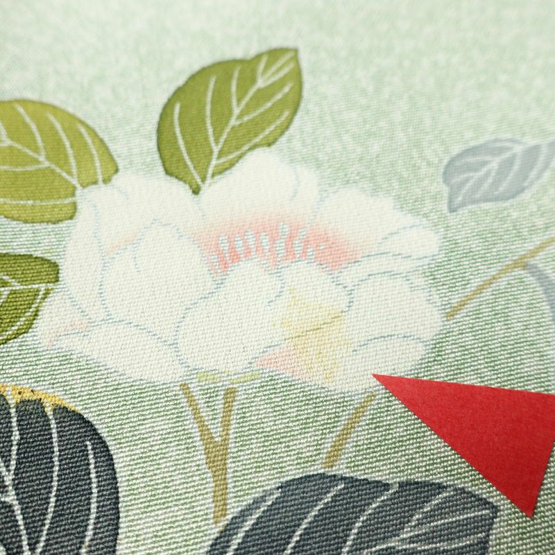 訪問着 縮緬 正絹 花柄 袷仕立て 身丈159cm 裄丈68cm フォーマル 着物 緑・うぐいす色_画像9