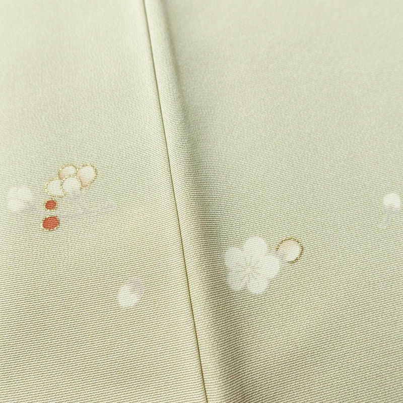 訪問着 良品 しつけ糸付き 金駒刺繍 正絹 花柄 袷仕立て 身丈159.5cm 裄丈65.5cm 箔 金彩 フォーマル 着物 緑・うぐいす色_画像11