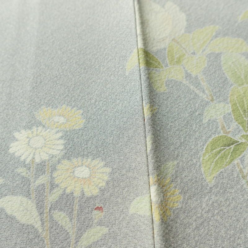 訪問着 縮緬 正絹 花柄 袷仕立て 身丈154cm 裄丈68cm フォーマル 着物 青・紺_画像12