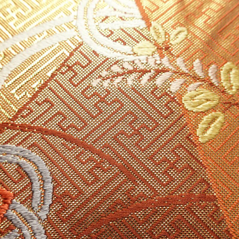 袋帯 六通柄 フォーマル用 正絹 古典柄 箔 金糸 帯 雪輪 紗綾形 金・銀_画像5