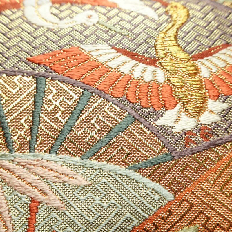 袋帯 六通柄 フォーマル用 正絹 古典柄 箔 金糸 帯 雪輪 紗綾形 金・銀_画像7