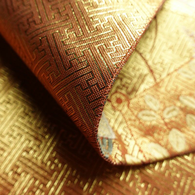袋帯 六通柄 フォーマル用 正絹 古典柄 箔 金糸 帯 雪輪 紗綾形 金・銀_画像11