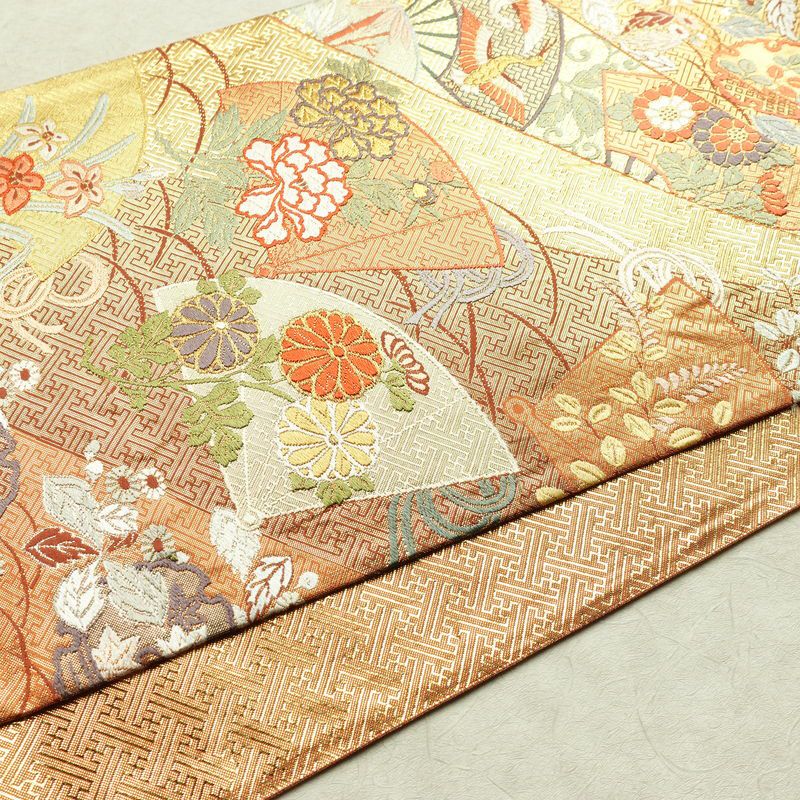 袋帯 六通柄 フォーマル用 正絹 古典柄 箔 金糸 帯 雪輪 紗綾形 金・銀_画像12