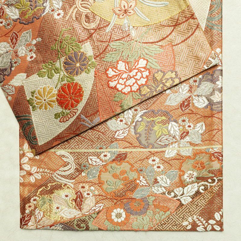 袋帯 六通柄 フォーマル用 正絹 古典柄 箔 金糸 帯 雪輪 紗綾形 金・銀_画像14