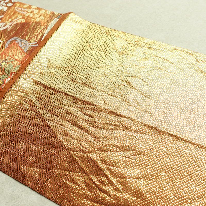 袋帯 六通柄 フォーマル用 正絹 古典柄 箔 金糸 帯 雪輪 紗綾形 金・銀_画像19
