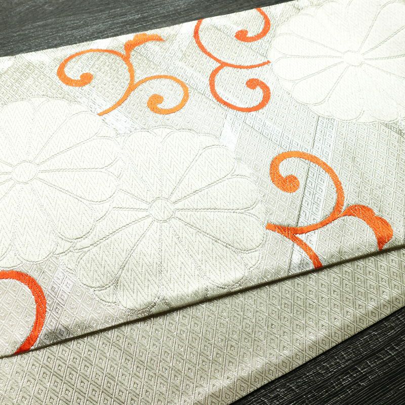 袋帯 六通柄 良品 フォーマル用 正絹 古典柄 箔 帯 菊 金・銀_画像11