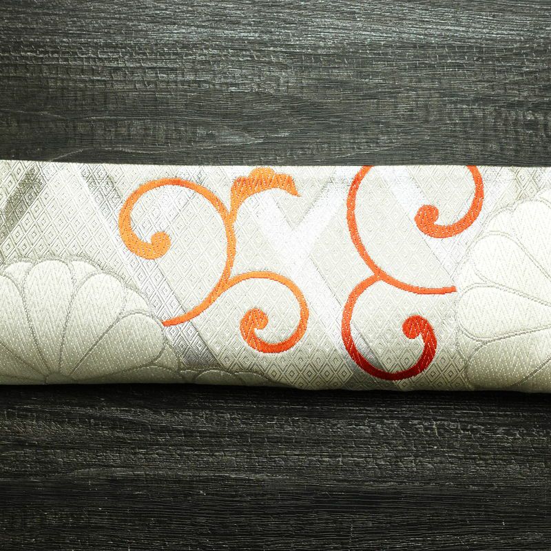 袋帯 六通柄 良品 フォーマル用 正絹 古典柄 箔 帯 菊 金・銀_画像14