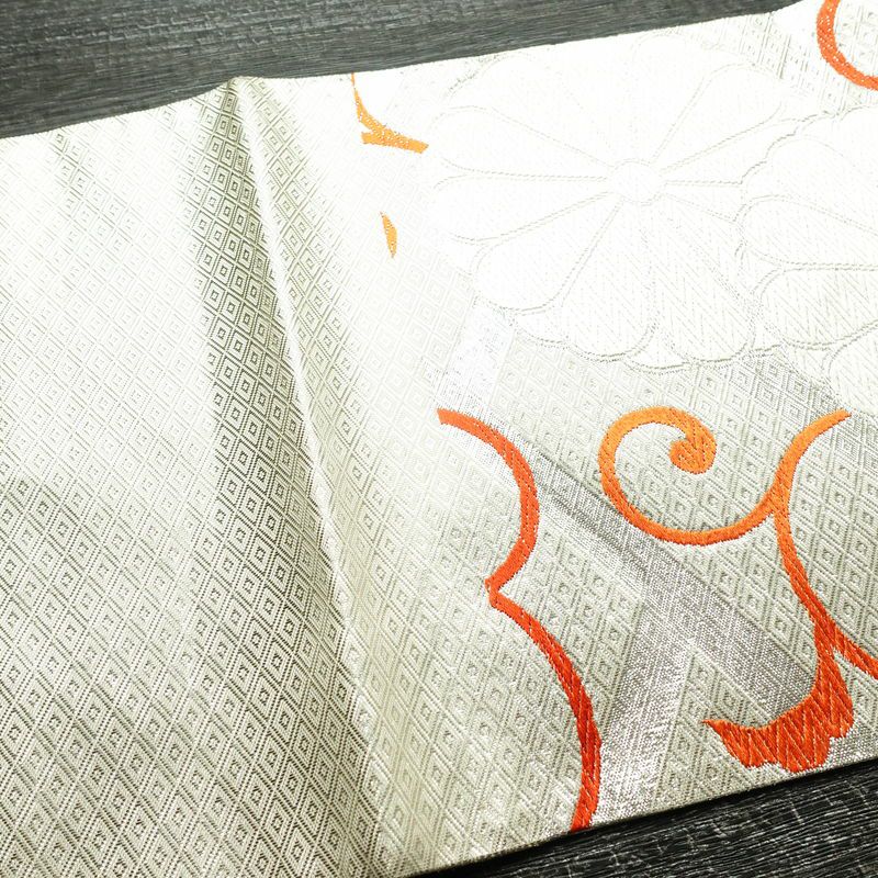 袋帯 六通柄 良品 フォーマル用 正絹 古典柄 箔 帯 菊 金・銀_画像16