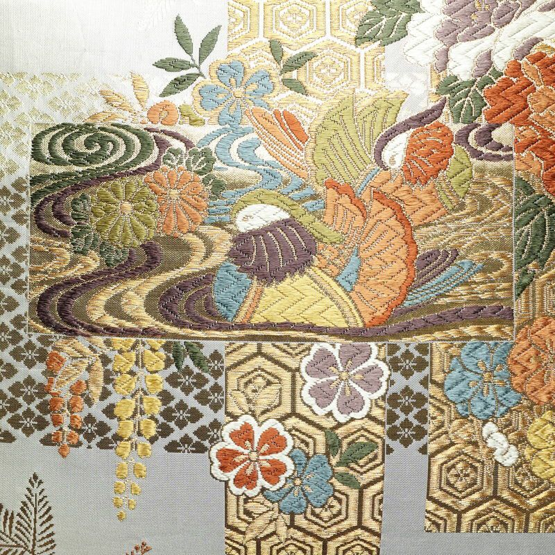 袋帯 六通柄 フォーマル用 正絹 古典柄 箔 金糸 帯 金・銀_画像2