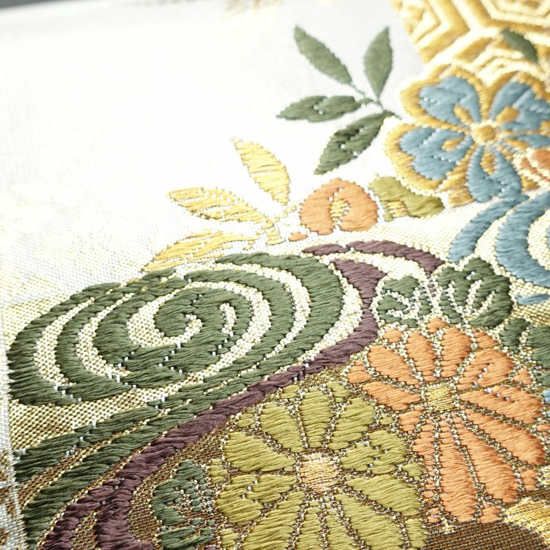 袋帯 六通柄 フォーマル用 正絹 古典柄 箔 金糸 帯 金・銀_画像7