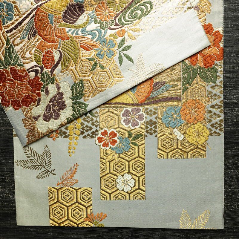 袋帯 六通柄 フォーマル用 正絹 古典柄 箔 金糸 帯 金・銀_画像16