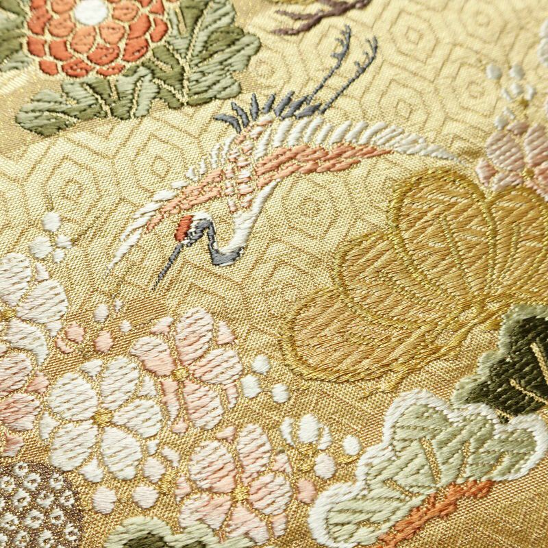 袋帯 六通柄 良品 フォーマル用 正絹 古典柄 金糸 帯 松 黄・黄土色_画像4