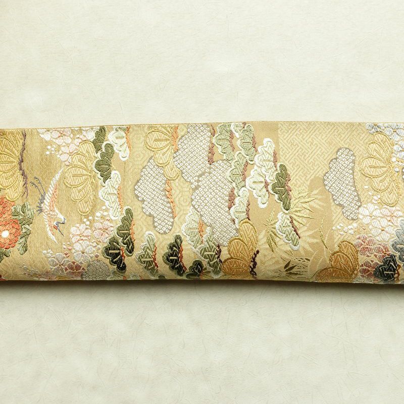 袋帯 六通柄 良品 フォーマル用 正絹 古典柄 金糸 帯 松 黄・黄土色_画像16