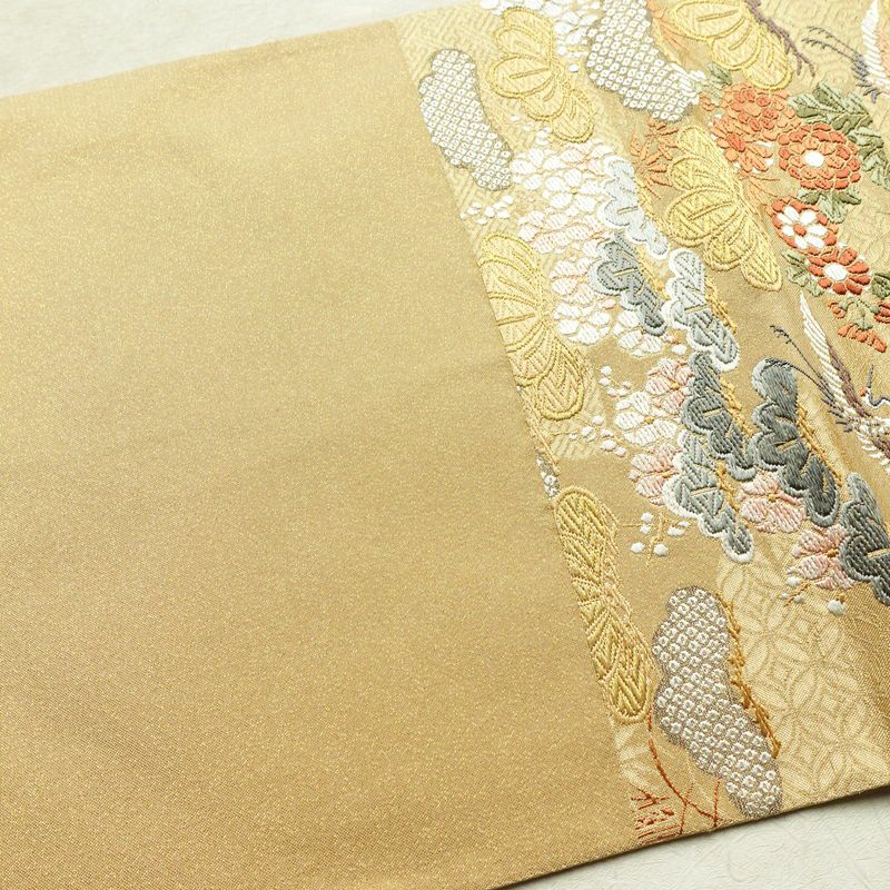 袋帯 六通柄 良品 フォーマル用 正絹 古典柄 金糸 帯 松 黄・黄土色_画像17