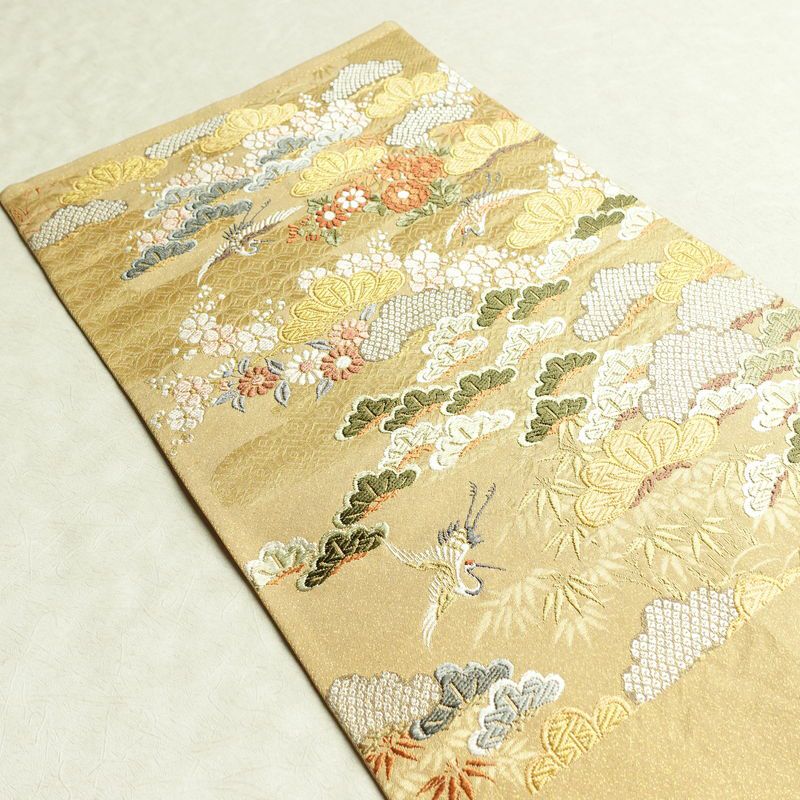 袋帯 六通柄 良品 フォーマル用 正絹 古典柄 金糸 帯 松 黄・黄土色_画像18