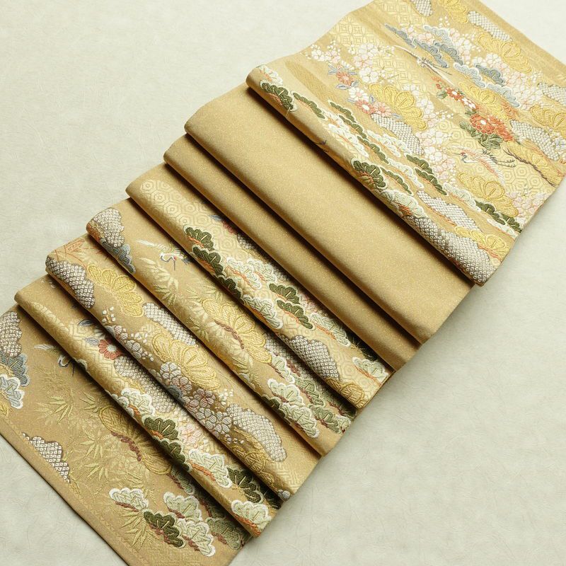 袋帯 六通柄 良品 フォーマル用 正絹 古典柄 金糸 帯 松 黄・黄土色_画像19