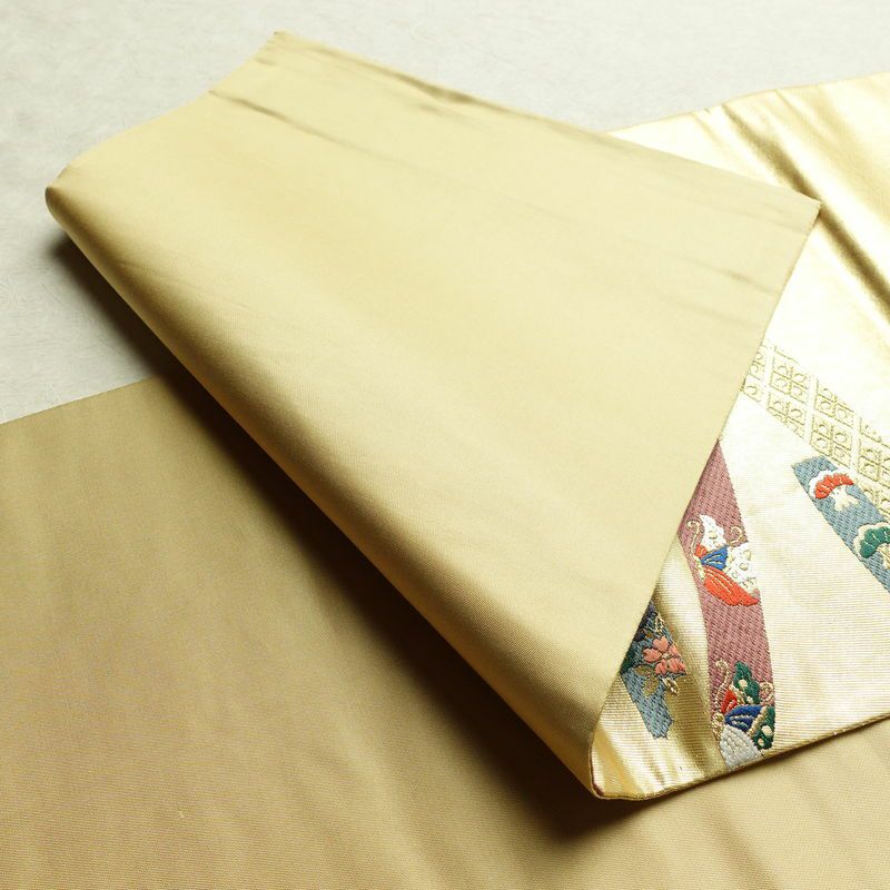 袋帯 六通柄 フォーマル用 正絹 松 菊 紅葉 古典柄 箔 帯 金・銀_画像9