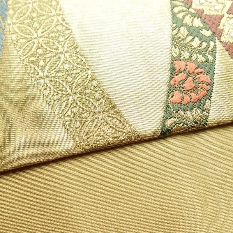 袋帯 六通柄 フォーマル用 正絹 松 菊 紅葉 古典柄 箔 帯 金・銀_画像12