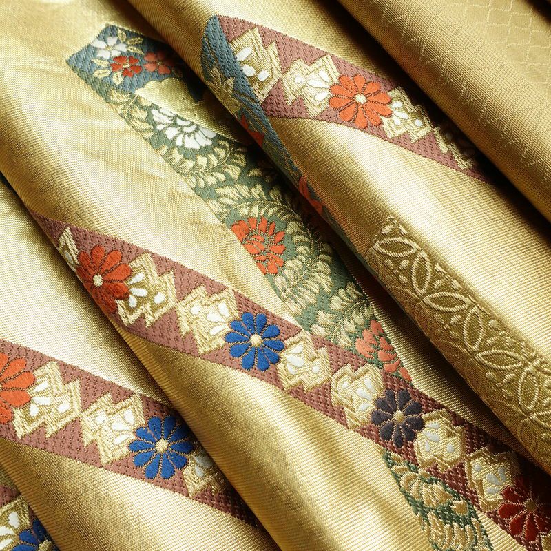 袋帯 六通柄 フォーマル用 正絹 松 菊 紅葉 古典柄 箔 帯 金・銀_画像19