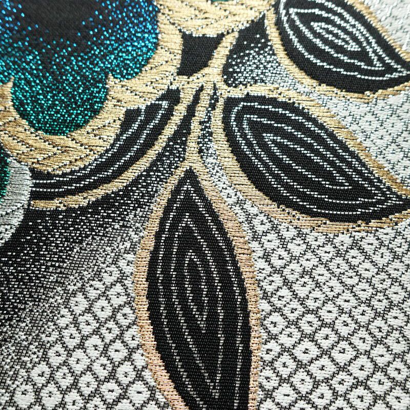 袋帯 全通柄 良品 振袖用 正絹 木の葉・植物柄 箔 金糸 帯 多色使い_画像6