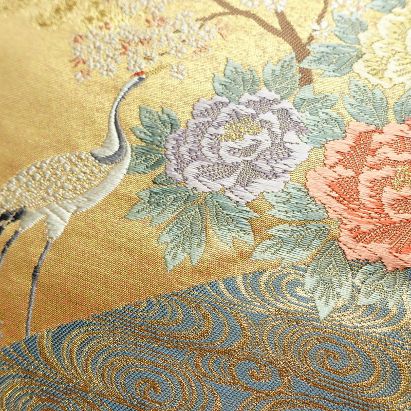 袋帯 本金箔 琳派春秋文 六通柄 良品 フォーマル用 正絹 古典柄 箔 金糸 帯 金・銀_画像3