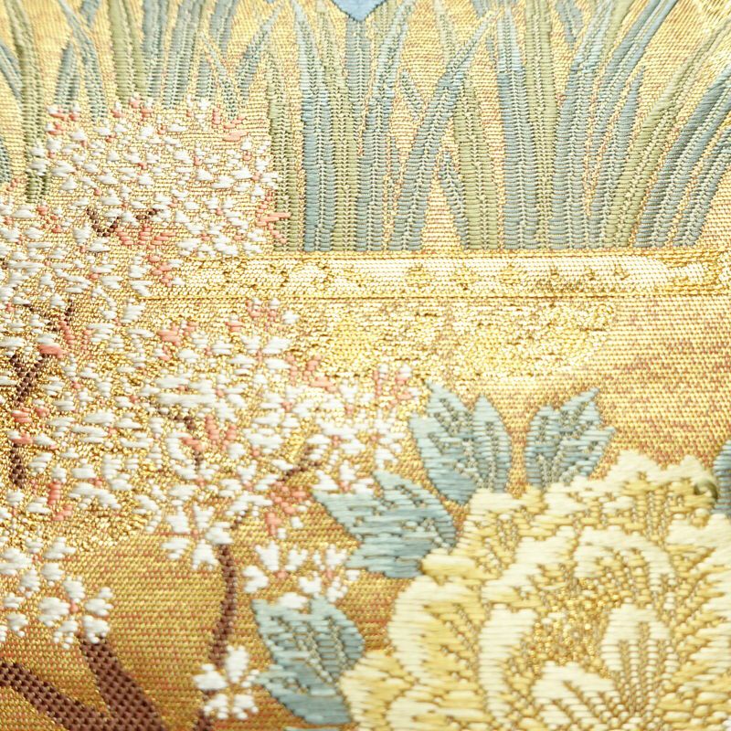 袋帯 本金箔 琳派春秋文 六通柄 良品 フォーマル用 正絹 古典柄 箔 金糸 帯 金・銀_画像4