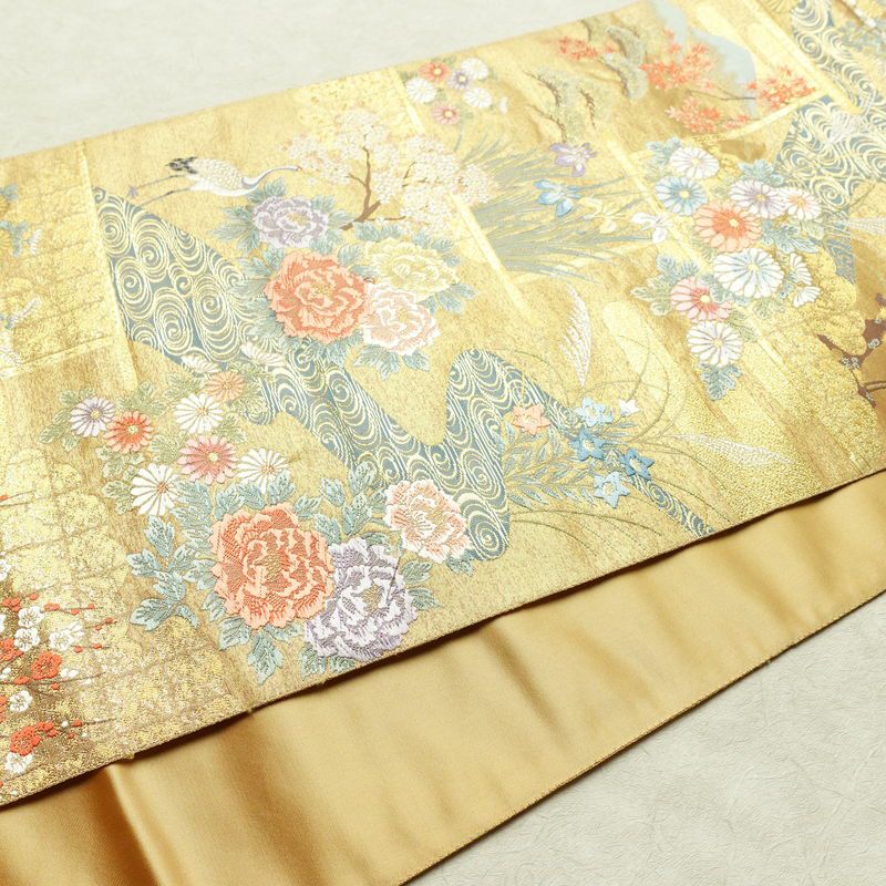 袋帯 本金箔 琳派春秋文 六通柄 良品 フォーマル用 正絹 古典柄 箔 金糸 帯 金・銀_画像11