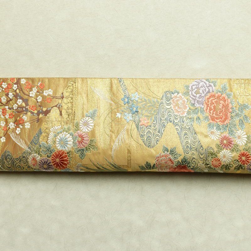 袋帯 本金箔 琳派春秋文 六通柄 良品 フォーマル用 正絹 古典柄 箔 金糸 帯 金・銀_画像15