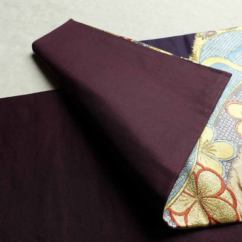 袋帯 西陣織 六通柄 良品 証紙あり フォーマル用 正絹 古典柄 箔 金糸 帯 花紀行 紫・藤色_画像9