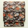 袋帯 六通柄 良品 フォーマル用 正絹 花柄 箔 帯 菊 茶_画像1