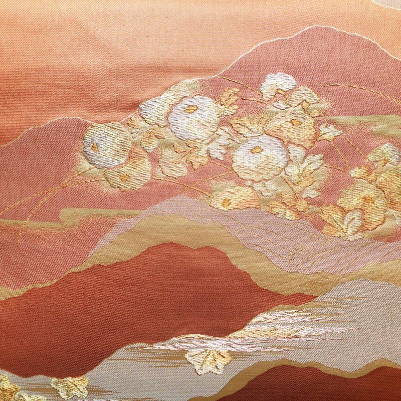 袋帯 秀宝錦彩文 六通柄 フォーマル用 正絹 古典柄 箔 金糸 帯 橙_画像2