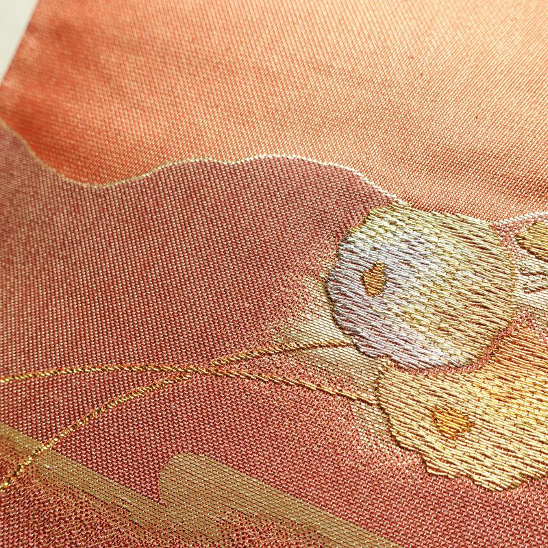 袋帯 秀宝錦彩文 六通柄 フォーマル用 正絹 古典柄 箔 金糸 帯 橙_画像5