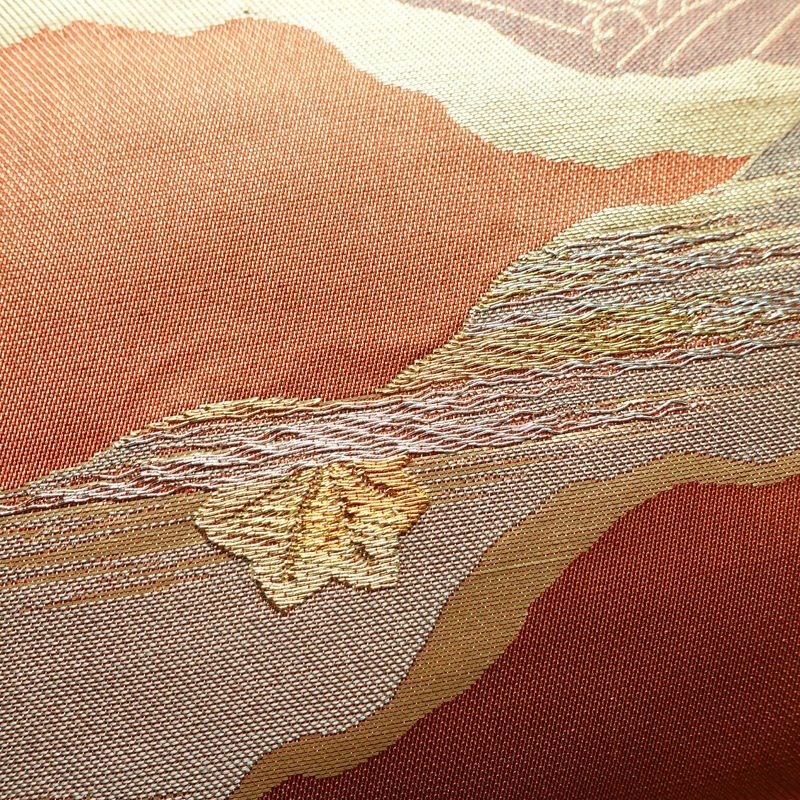 袋帯 秀宝錦彩文 六通柄 フォーマル用 正絹 古典柄 箔 金糸 帯 橙_画像6