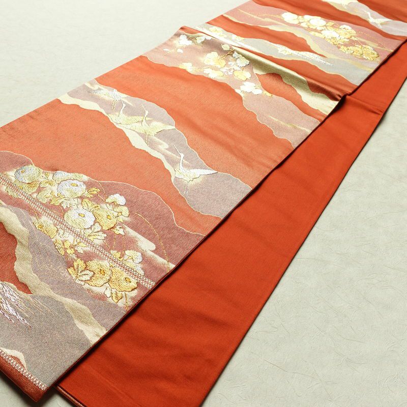 袋帯 秀宝錦彩文 六通柄 フォーマル用 正絹 古典柄 箔 金糸 帯 橙_画像8