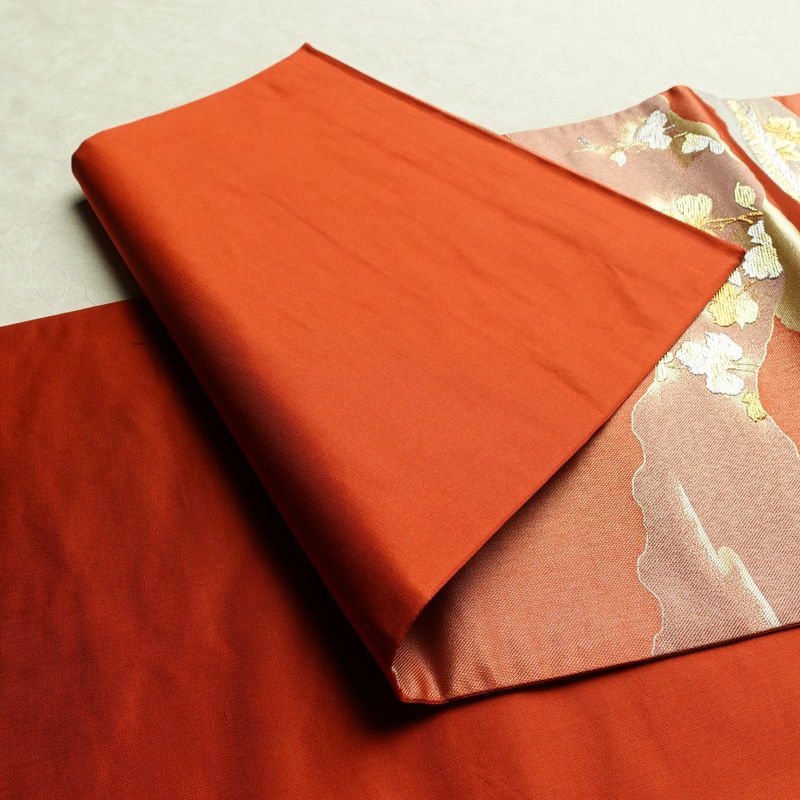 袋帯 秀宝錦彩文 六通柄 フォーマル用 正絹 古典柄 箔 金糸 帯 橙_画像9