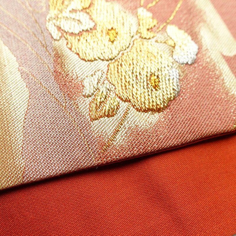 袋帯 秀宝錦彩文 六通柄 フォーマル用 正絹 古典柄 箔 金糸 帯 橙_画像12