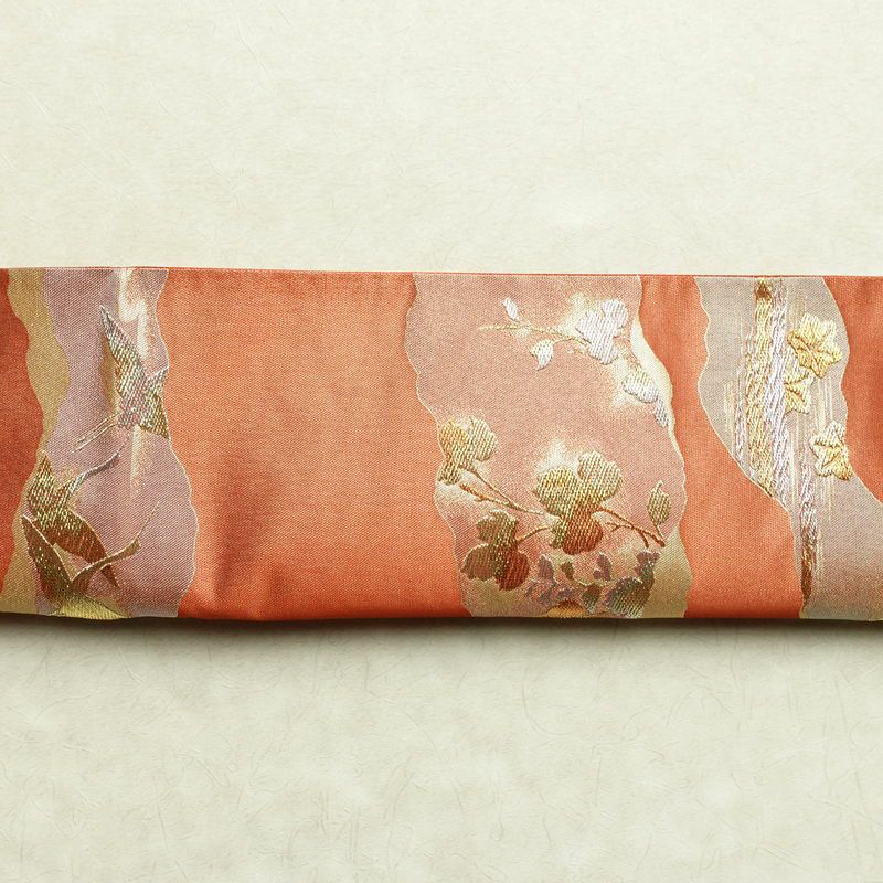 袋帯 秀宝錦彩文 六通柄 フォーマル用 正絹 古典柄 箔 金糸 帯 橙_画像14