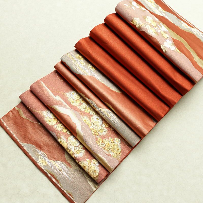 袋帯 秀宝錦彩文 六通柄 フォーマル用 正絹 古典柄 箔 金糸 帯 橙_画像18